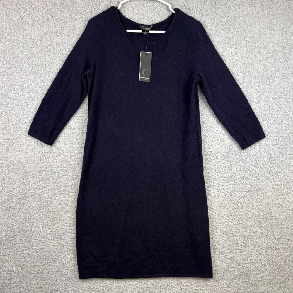 C by Bloomingdales Sweater Dress Women Large Purple NEW Cashmere Knit Shift Mini